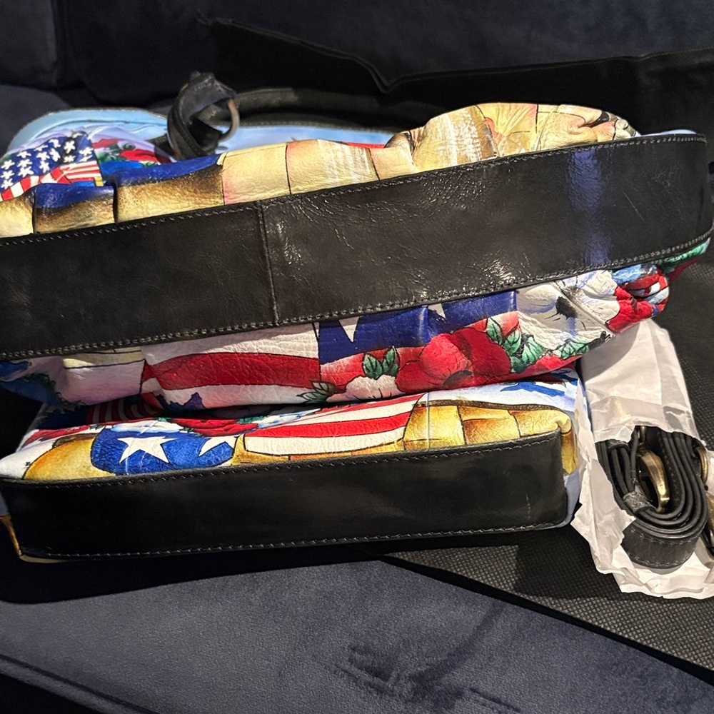 Sharif Patriotic Floral Tote Bag in Blue, Red, White - Picture 6 of 9